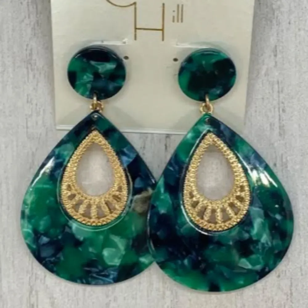 Green Drop Earrings